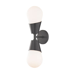 Mitzi Cora 2-Light Sconce With Dimmable Matte White Glass Shade, Versatile Design & UL Damp Rated