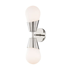 Mitzi Cora 2-Light Sconce With Dimmable Matte White Glass Shade, Versatile Design & UL Damp Rated