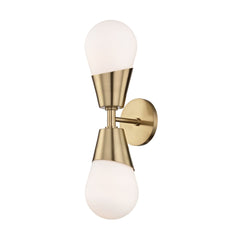 Mitzi Cora 2-Light Sconce With Dimmable Matte White Glass Shade, Versatile Design & UL Damp Rated