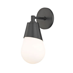Mitzi Cora Sconce 11.75" Height, Dimmable Matte White Glass Shade, Aged Brass/Old Bronze/Nickel Finish