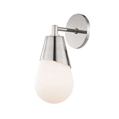 Mitzi Cora Sconce 11.75" Height, Dimmable Matte White Glass Shade, Aged Brass/Old Bronze/Nickel Finish
