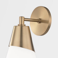 Mitzi Cora Sconce 11.75" Height, Dimmable Matte White Glass Shade, Aged Brass/Old Bronze/Nickel Finish
