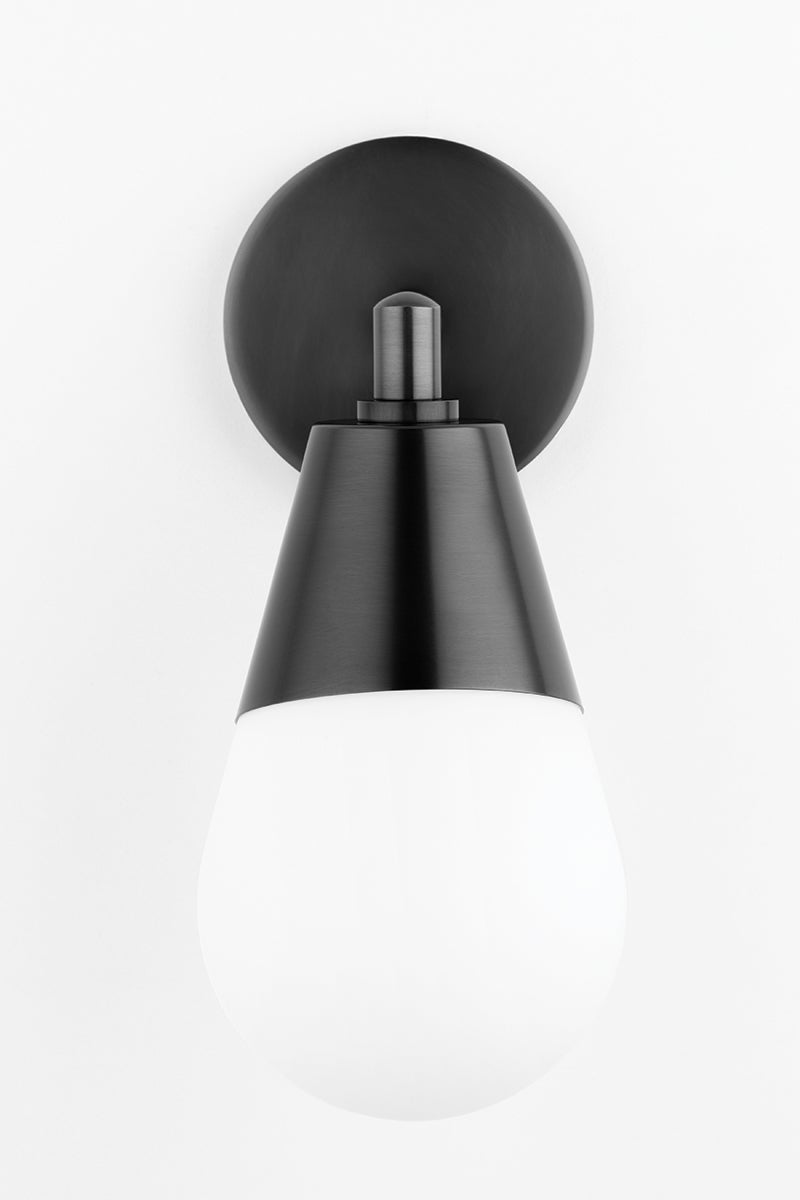 Mitzi Cora Sconce 11.75" Height, Dimmable Matte White Glass Shade, Aged Brass/Old Bronze/Nickel Finish