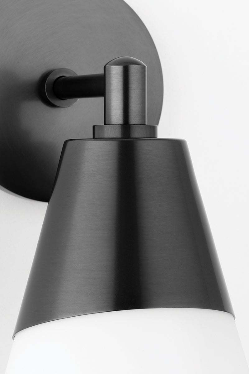Mitzi Cora Sconce 11.75" Height, Dimmable Matte White Glass Shade, Aged Brass/Old Bronze/Nickel Finish
