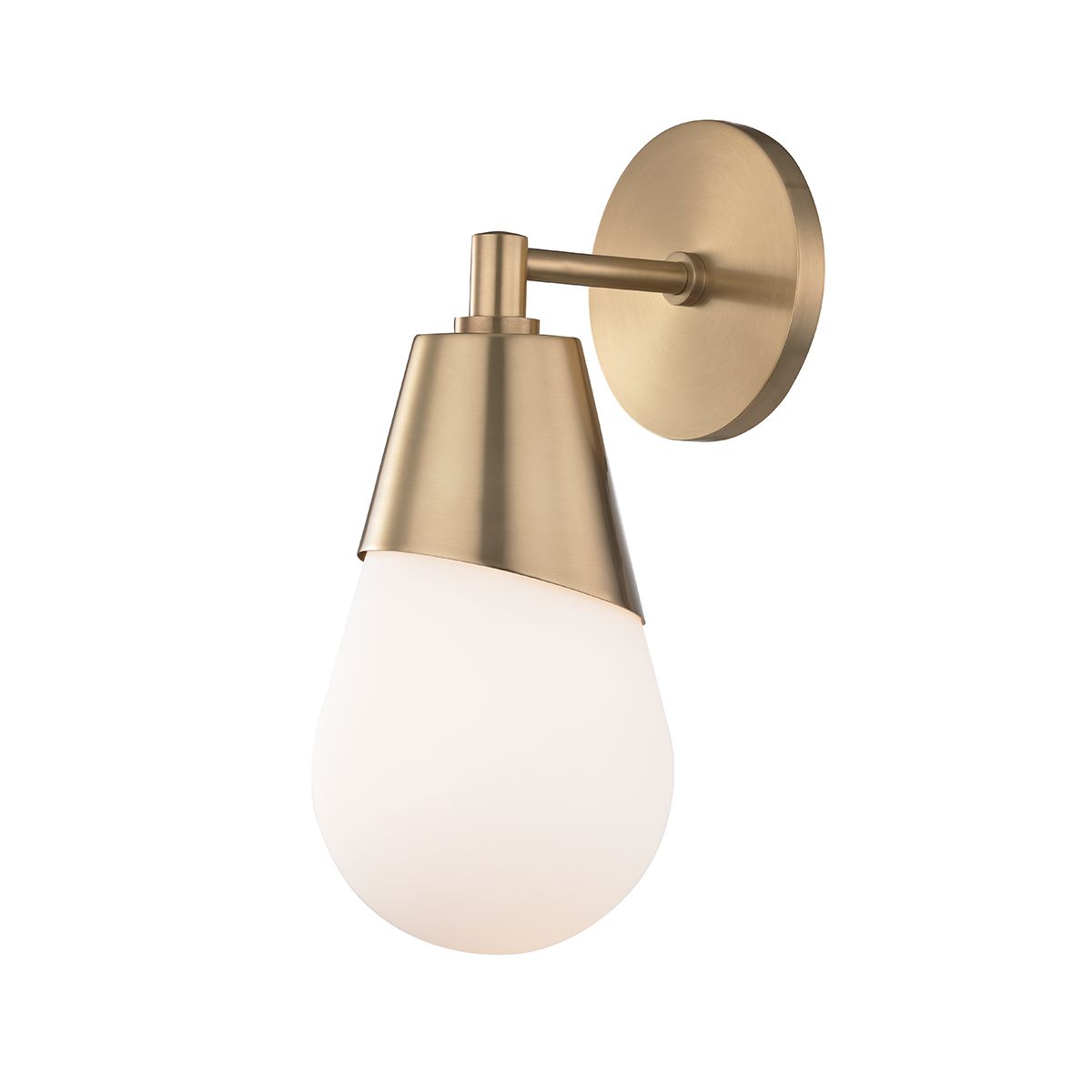 Mitzi Cora Sconce 11.75" Height, Dimmable Matte White Glass Shade, Aged Brass/Old Bronze/Nickel Finish