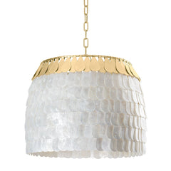 Coralie Chandelier 4-Bulb by Corbett Lighting with Vintage Gold Leaf and Capiz Shells, Dimmable