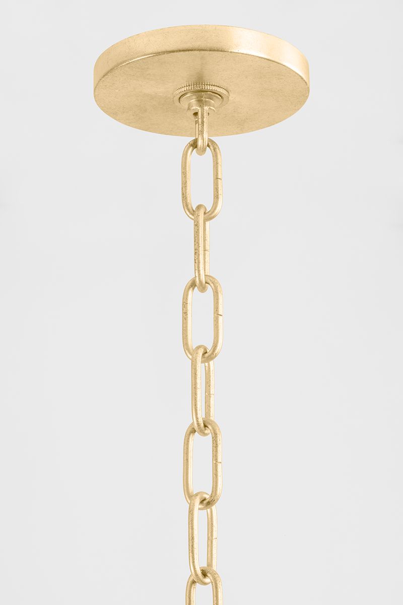Coralie Pendant Light by Corbett Lighting, Vintage Gold Leaf, Capiz Shell Shade, Dimmable, 13.5"H x 14.25"W