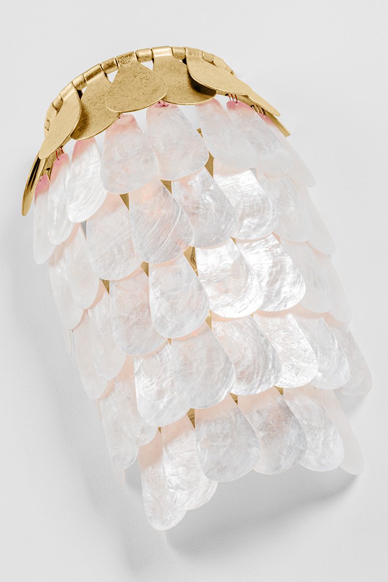 Coralie Sconce 2-Light Wall Fixture by Corbett Lighting, Vintage Gold Leaf, Dimmable, UL Damp Rated