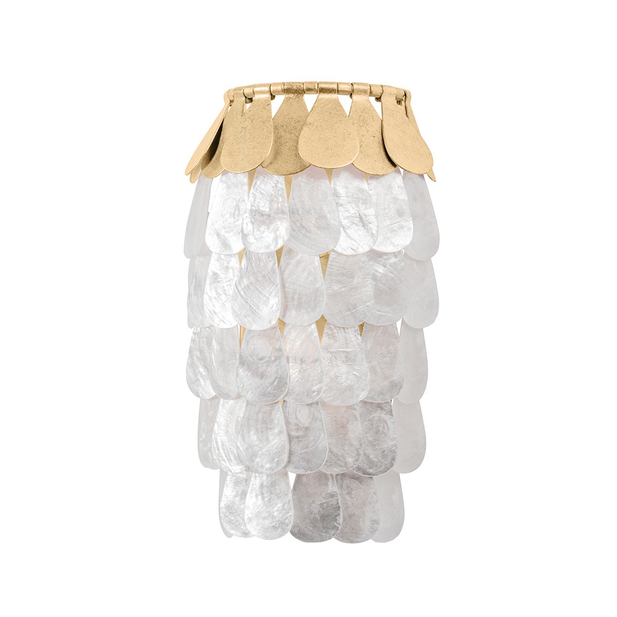 Coralie Sconce 2-Light Wall Fixture by Corbett Lighting, Vintage Gold Leaf, Dimmable, UL Damp Rated