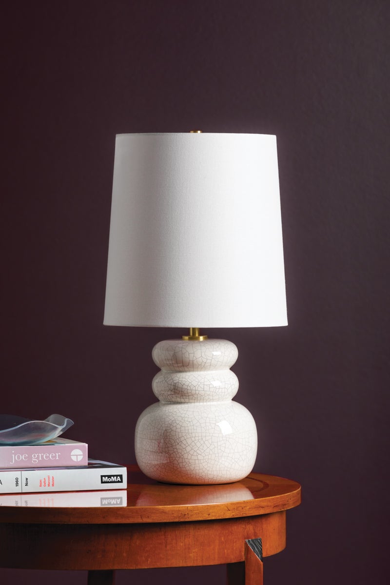 Mitzi Corinne 22.75" Table Lamp - Elegant Blush Ceramic Design, Dimmable, Linen Shade, Aged Brass Accents