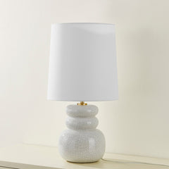 Mitzi Corinne 22.75" Table Lamp - Elegant Blush Ceramic Design, Dimmable, Linen Shade, Aged Brass Accents