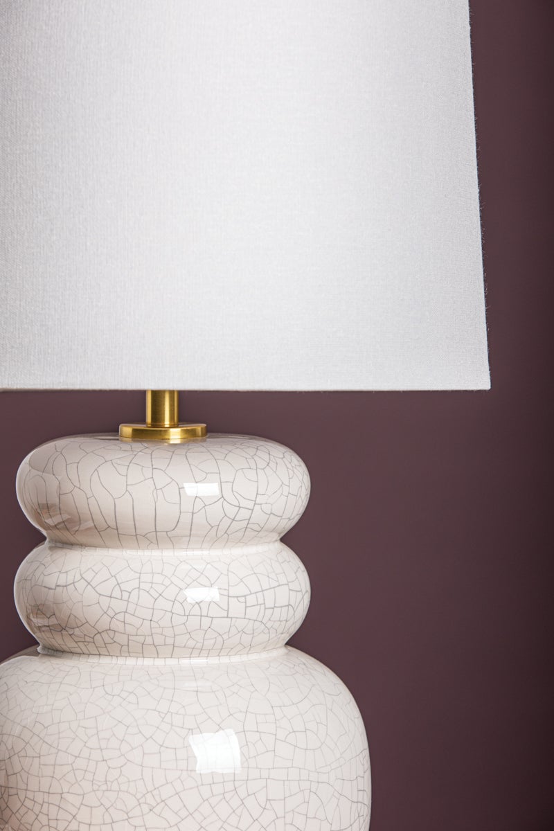 Mitzi Corinne 22.75" Table Lamp - Elegant Blush Ceramic Design, Dimmable, Linen Shade, Aged Brass Accents