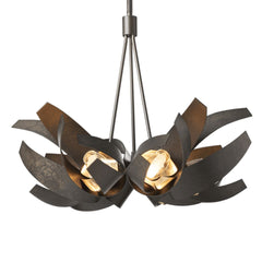 Hubbardton Forge Corona 6-Cluster Brass Pendant Light, Dimmable, UL Damp Rated, 21" Height