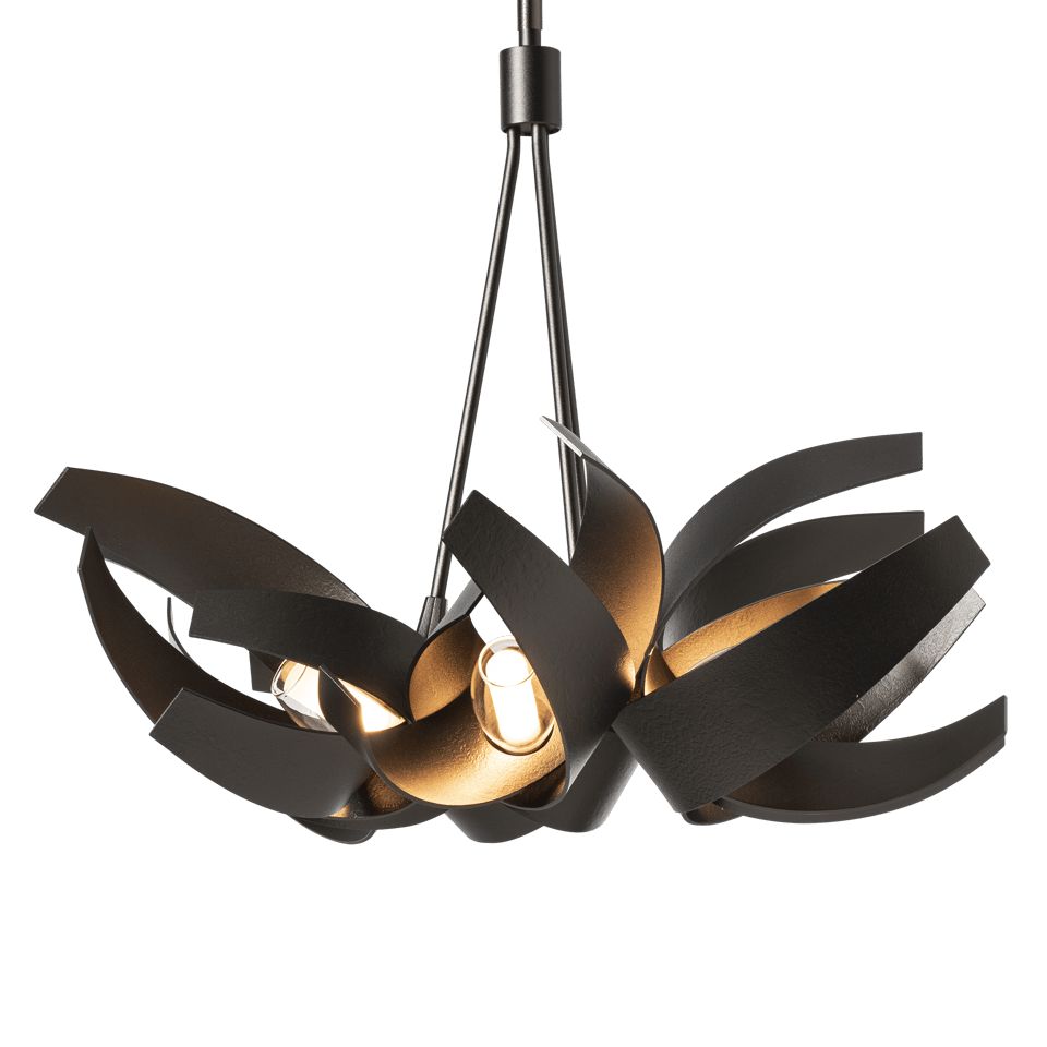 Corona Pendant Light by Hubbardton Forge, Handcrafted Steel, Dimmable, Frosted Glass Shade, 21" H x 26.9" D