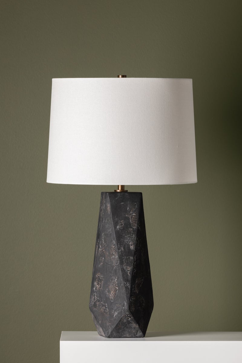 Coronado Table Lamp 29" Tall By Troy Lighting, Black Ceramic With Patina Brass Finish, Dimmable