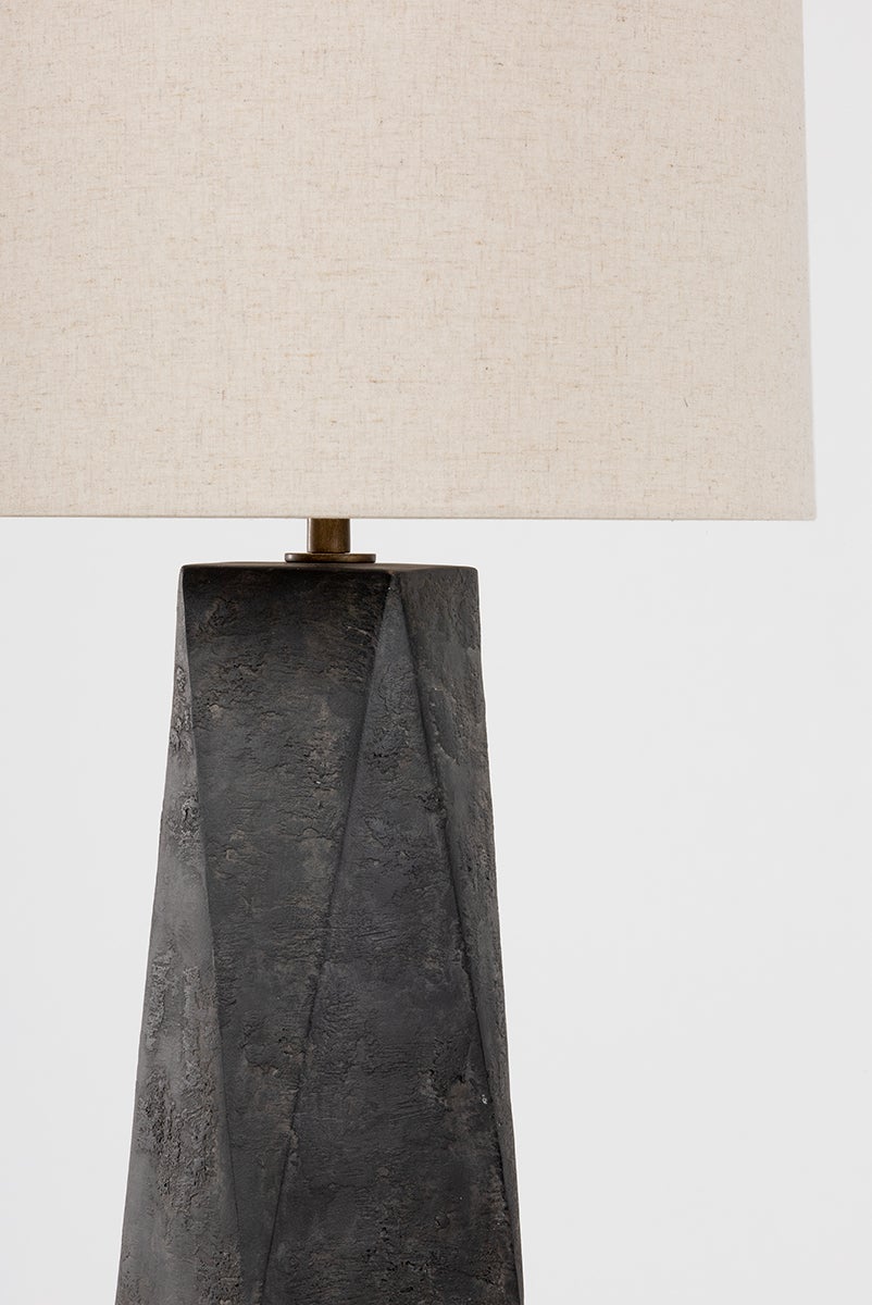 Coronado Table Lamp 29" Tall By Troy Lighting, Black Ceramic With Patina Brass Finish, Dimmable