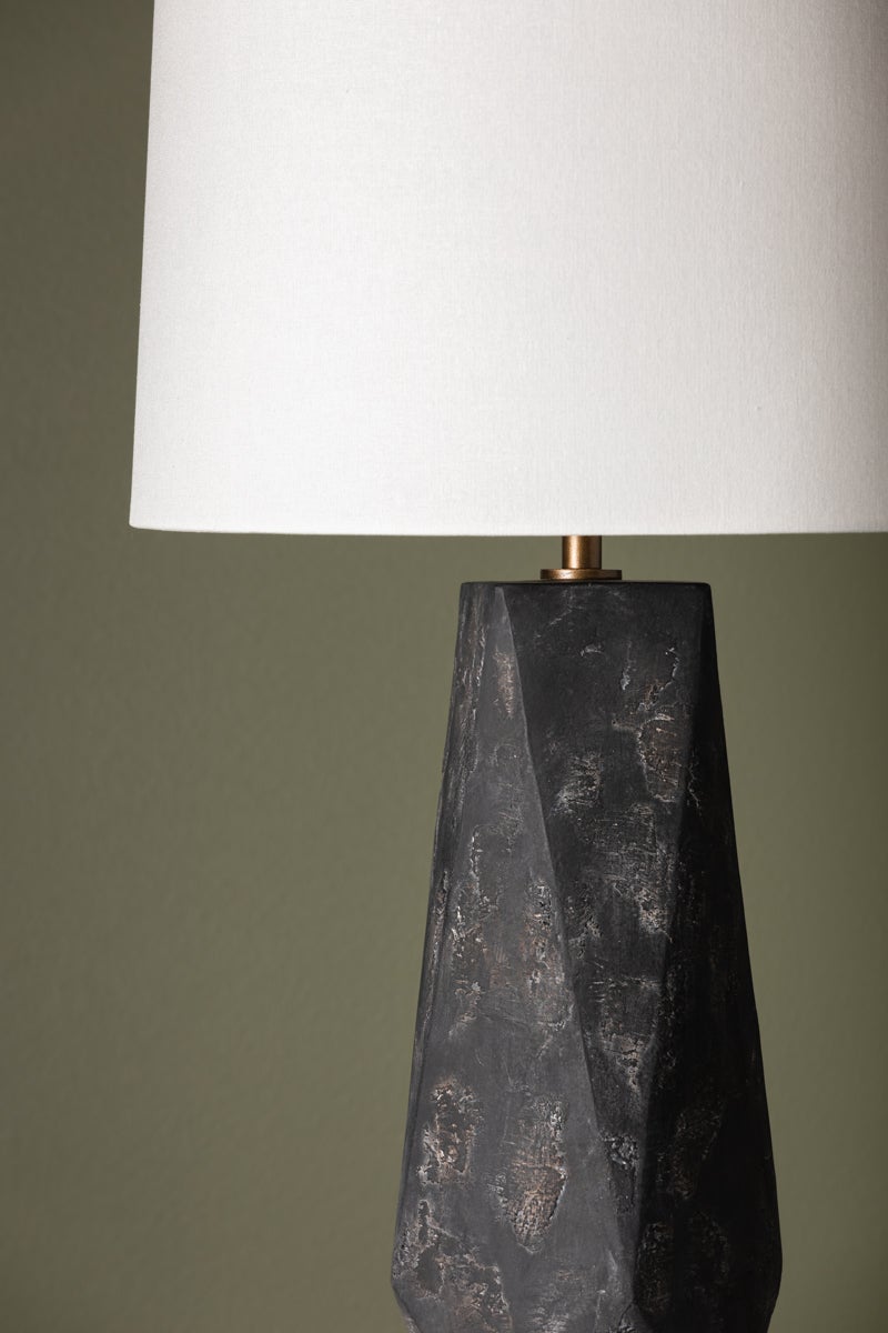 Coronado Table Lamp 29" Tall By Troy Lighting, Black Ceramic With Patina Brass Finish, Dimmable