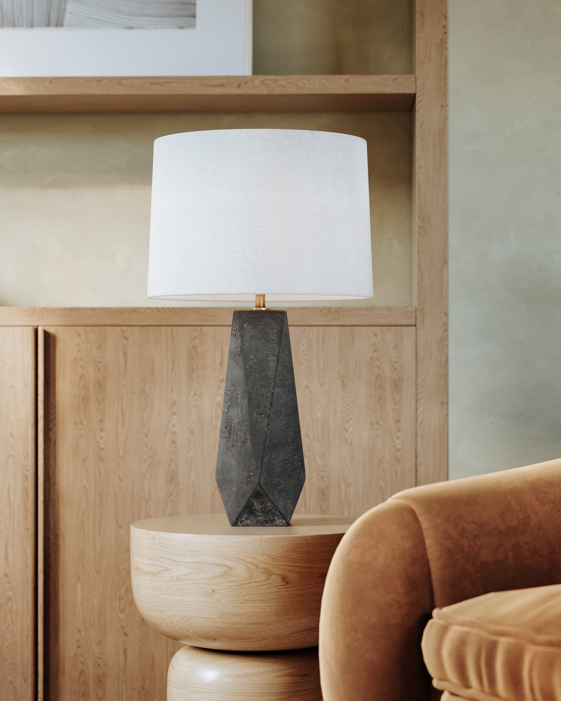 Coronado Table Lamp 29" Tall By Troy Lighting, Black Ceramic With Patina Brass Finish, Dimmable