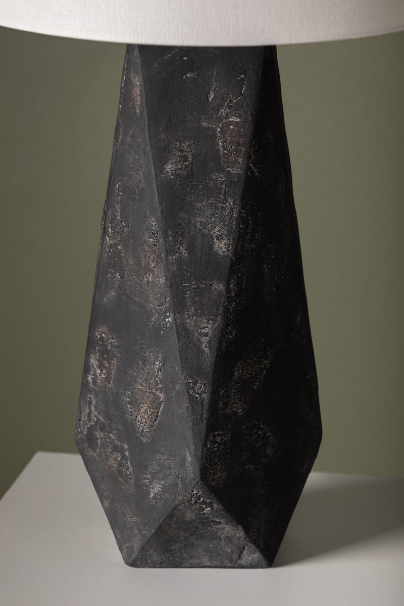 Coronado Table Lamp 29" Tall By Troy Lighting, Black Ceramic With Patina Brass Finish, Dimmable