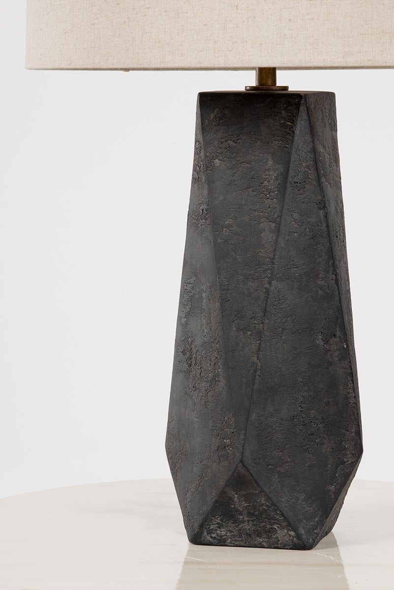 Coronado Table Lamp 29" Tall By Troy Lighting, Black Ceramic With Patina Brass Finish, Dimmable