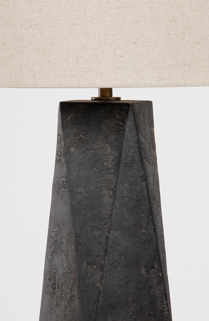 Coronado Table Lamp 29" Tall By Troy Lighting, Black Ceramic With Patina Brass Finish, Dimmable
