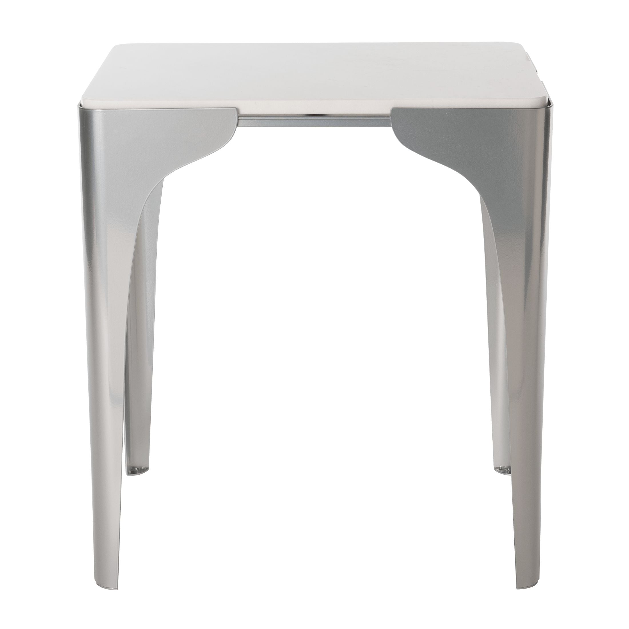 Cove Marble Top Side Table by Hubbardton Forge with Curved Metal Frame, Customizable Finishes