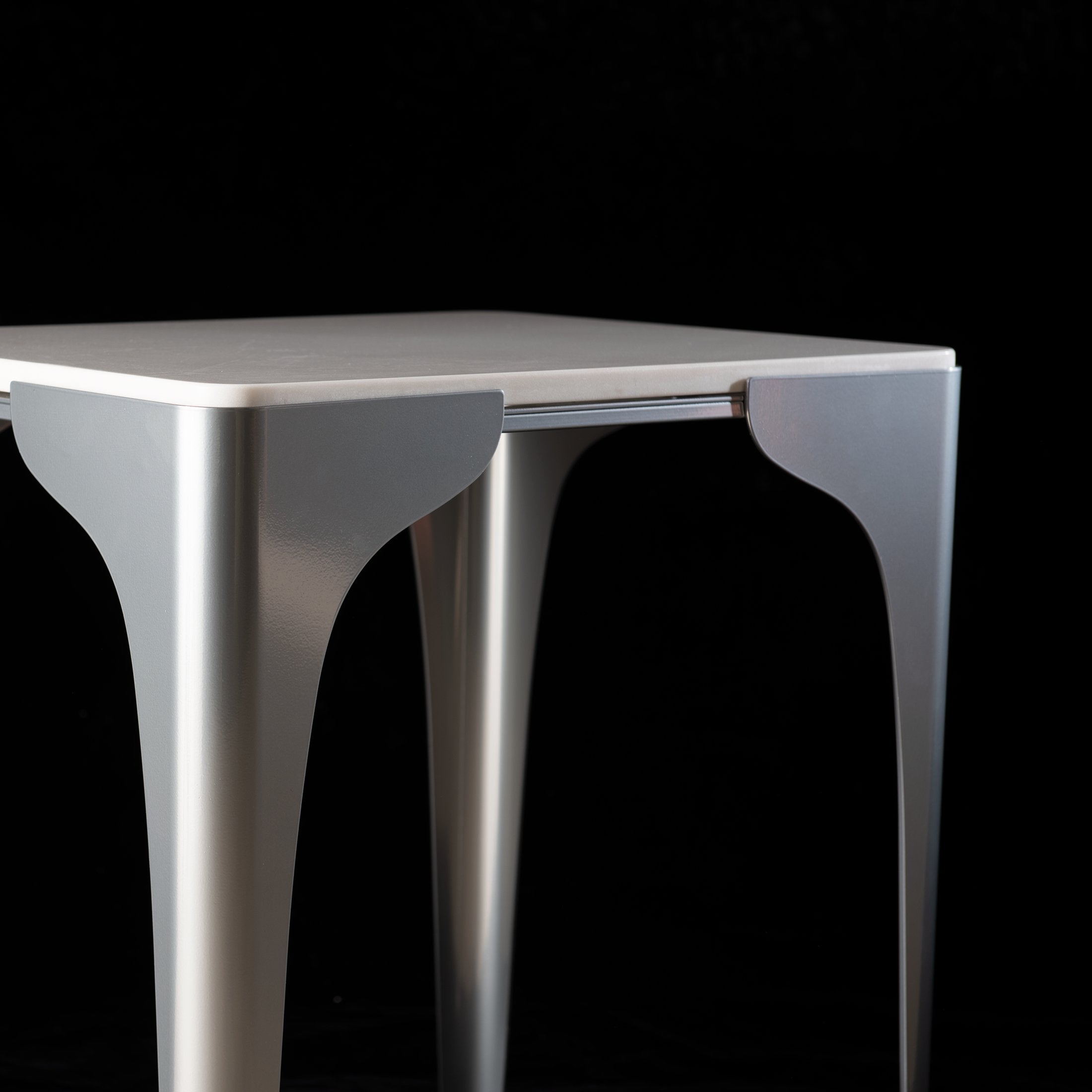 Cove Marble Top Side Table by Hubbardton Forge with Curved Metal Frame, Customizable Finishes