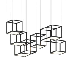 SONNEMAN Cubix 6-Light LED Chandelier, Dimmable, Energy-Efficient, Satin Black Finish, 6900 Lumens