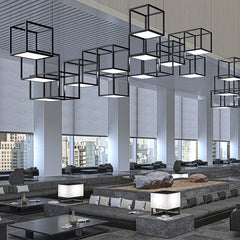 Cubix 9-Light LED Chandelier by SONNEMAN - Modern Geometric Design, Dimmable, Satin Black Finish