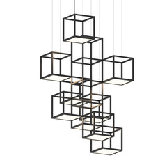 Cubix 9-Light LED Chandelier by SONNEMAN - Modern Geometric Design, Dimmable, Satin Black Finish