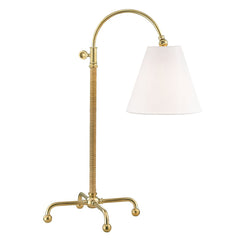 Curves No.1 Table Lamp 30 Inch Aged Brass Finish With Dimmable Lighting And Off-White Shade