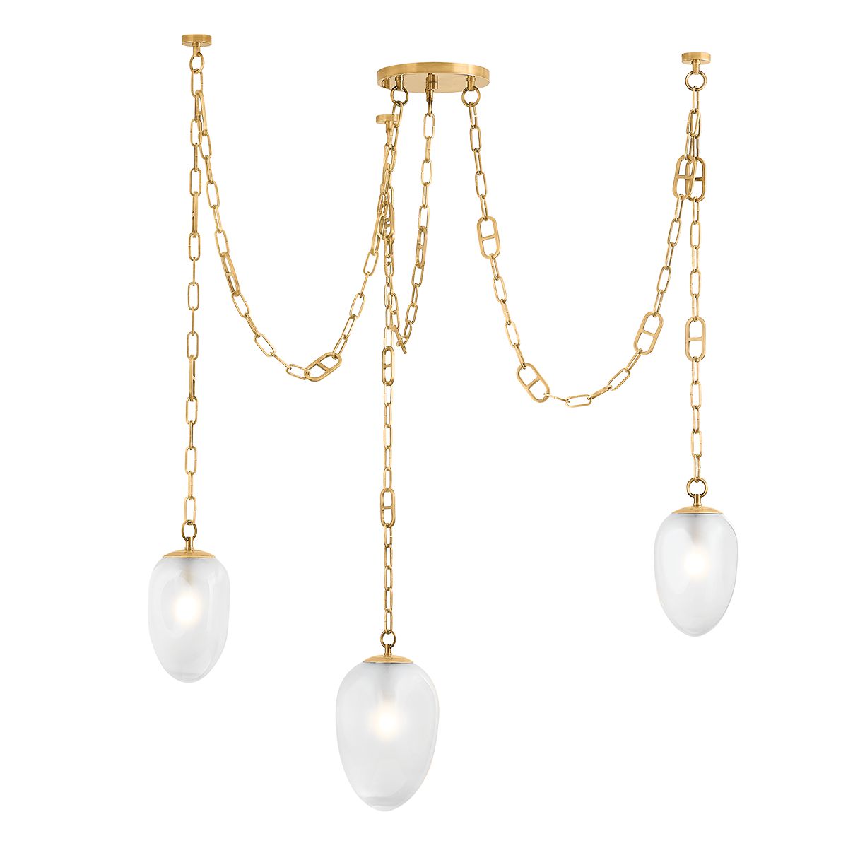 Daith Chandelier by Corbett Lighting 464-48-VB in Vintage Brass, Dimmable with Adjustable Height