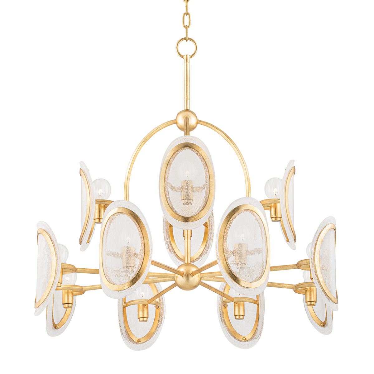 Danes 12-Light Chandelier by Hudson Valley Lighting in Vintage Gold Leaf with Adjustable Height