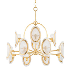 Danes 12-Light Chandelier by Hudson Valley Lighting in Vintage Gold Leaf with Adjustable Height