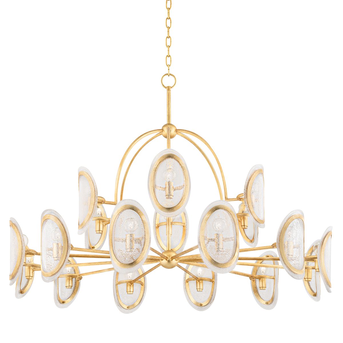 Danes 18-Light Chandelier by Hudson Valley Lighting, Vintage Gold Leaf & Dimmable Bubbled Glass