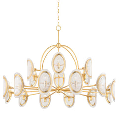 Danes 18-Light Chandelier by Hudson Valley Lighting, Vintage Gold Leaf & Dimmable Bubbled Glass