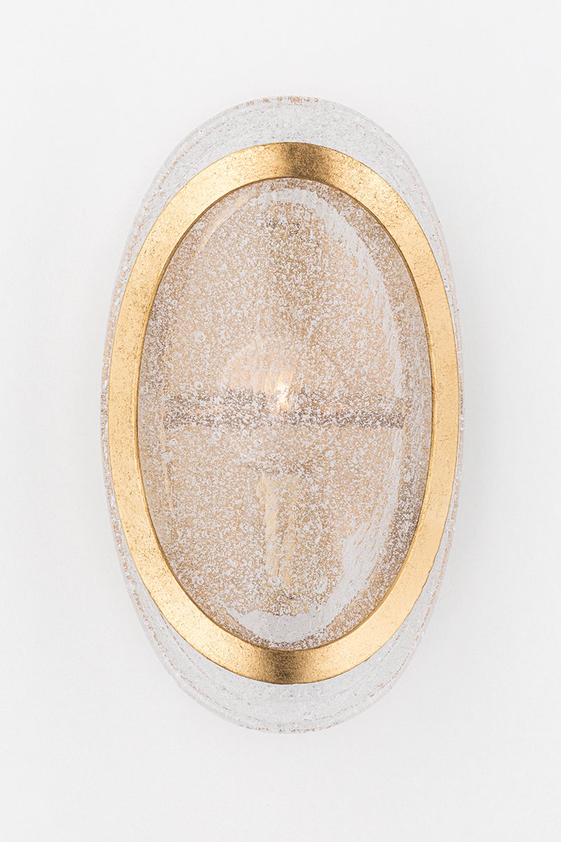 Danes Sconce 1501-VGL by Hudson Valley Lighting, Vintage Gold Leaf Finish, Clear Glass Shade, Dimmable