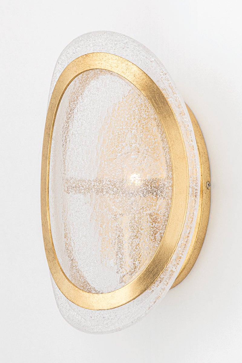 Danes Sconce 1501-VGL by Hudson Valley Lighting, Vintage Gold Leaf Finish, Clear Glass Shade, Dimmable