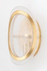 Danes Sconce 1501-VGL by Hudson Valley Lighting, Vintage Gold Leaf Finish, Clear Glass Shade, Dimmable