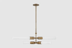 Darby Chandelier by Troy Lighting F1450-PBR, 4-Light Patina Brass Finish with Etched Glass Tubes