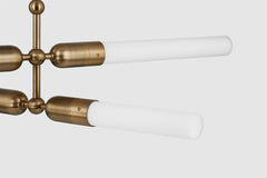 Darby Chandelier by Troy Lighting F1450-PBR, 4-Light Patina Brass Finish with Etched Glass Tubes