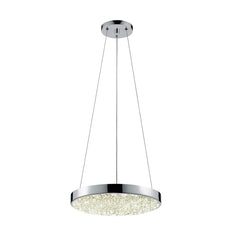 SONNEMAN Dazzle LED Pendant Light 1800 Lumens, 3000K Warm Glow, Dimmable, Crushed Glass Shade, Chrome Finish