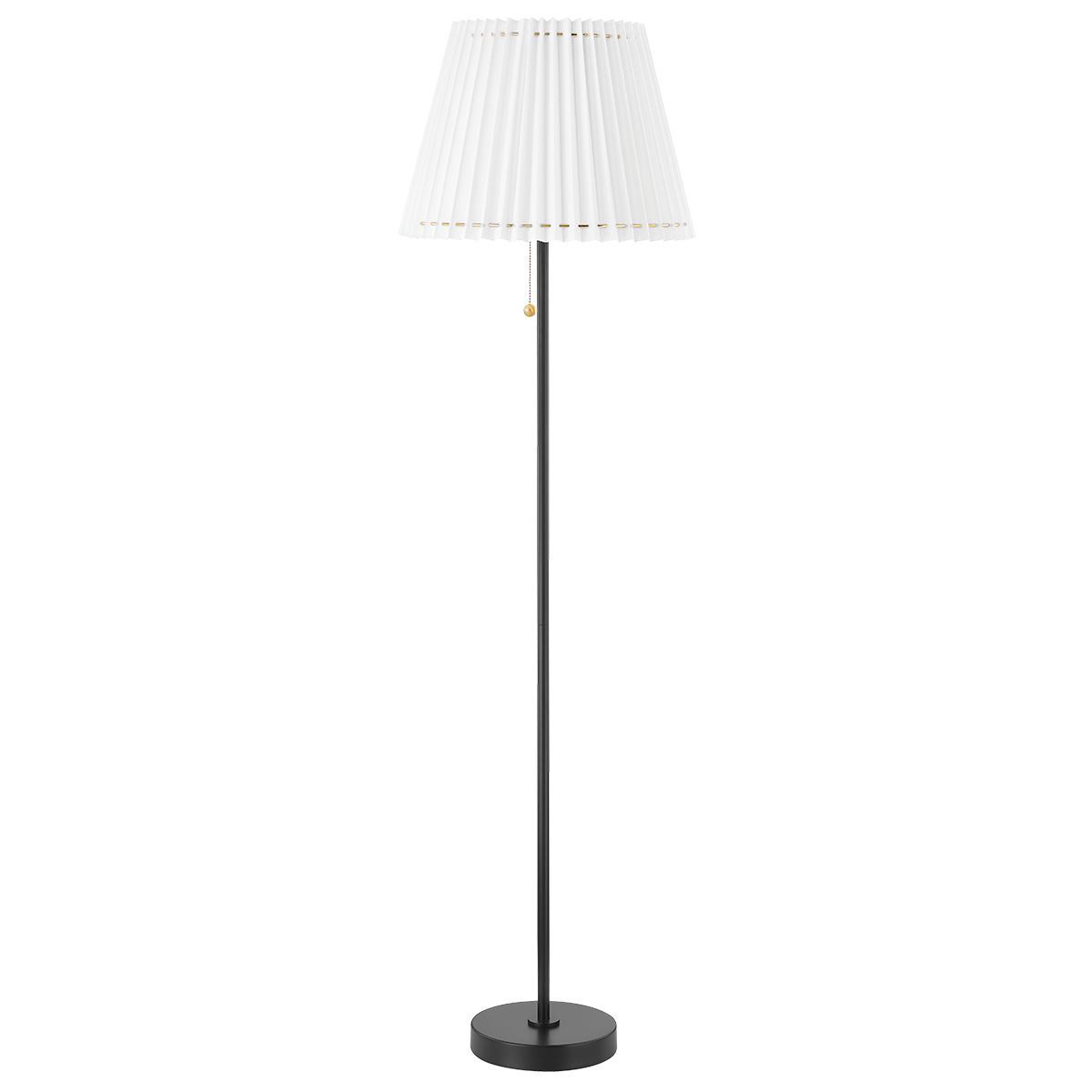 Mitzi Demi Floor Lamp 62” Tall With Dimmable Soft Linen Shade Aged Brass And Black Finish
