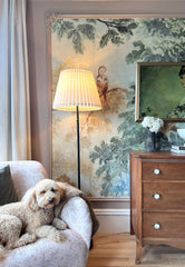Mitzi Demi Floor Lamp 62” Tall With Dimmable Soft Linen Shade Aged Brass And Black Finish