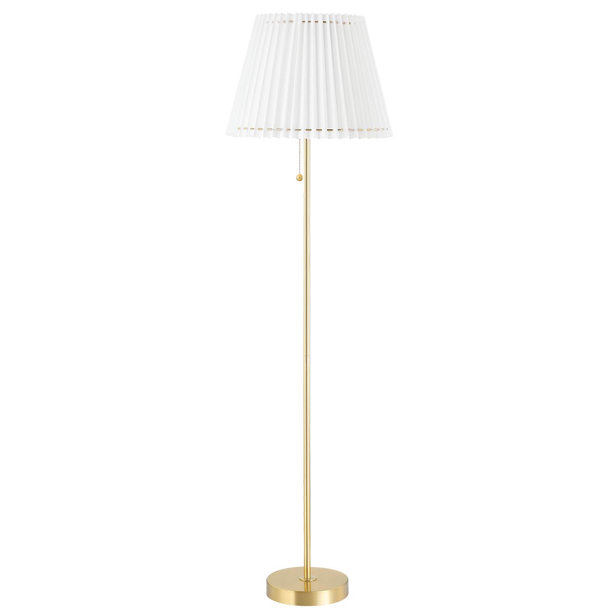 Mitzi Demi Floor Lamp 62” Tall With Dimmable Soft Linen Shade Aged Brass And Black Finish