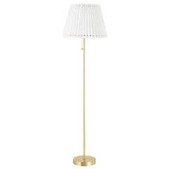 Mitzi Demi Floor Lamp 62” Tall With Dimmable Soft Linen Shade Aged Brass And Black Finish