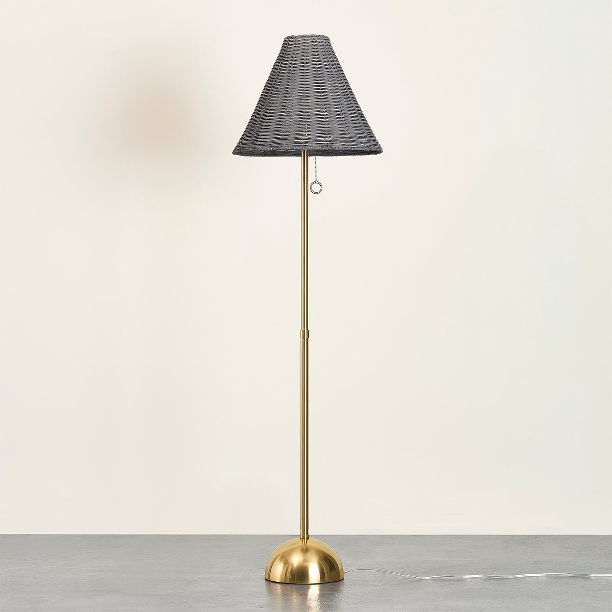 Mitzi Destiny Floor Lamp HL825401-AGB, 66.5 Inch Tall with Woven Wicker Shade and Aged Brass Accents