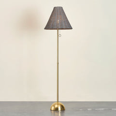 Mitzi Destiny Floor Lamp HL825401-AGB, 66.5 Inch Tall with Woven Wicker Shade and Aged Brass Accents