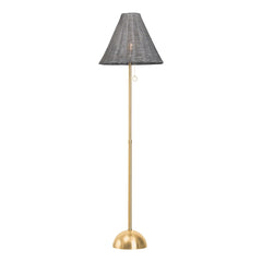 Mitzi Destiny Floor Lamp HL825401-AGB, 66.5 Inch Tall with Woven Wicker Shade and Aged Brass Accents