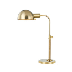 Devon Table Lamp 18" Height With Hand-Wrapped Rattan Detailing And Aged Brass Finish